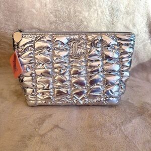 Juicy Couture Quilted Metallic Silver Cosmetic Pouch